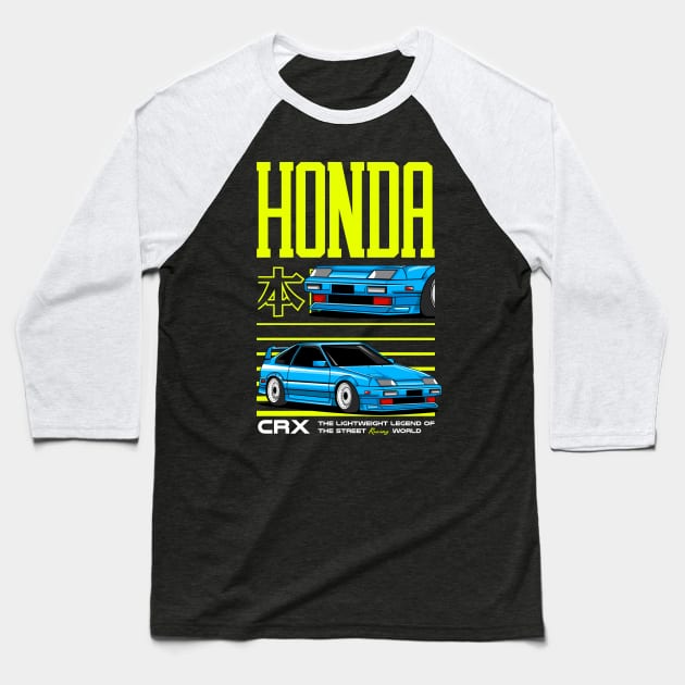 Honda CRX Restoration Baseball T-Shirt by Harrisaputra